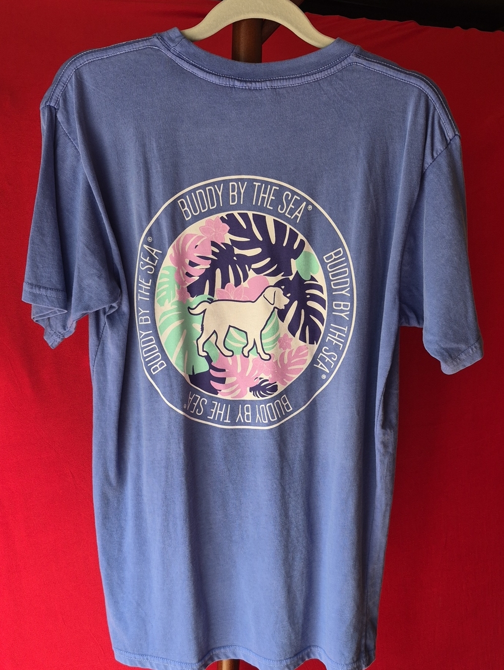 Buddy By The Sea Women's Blue Short Sleeve Graphic Tee Size M